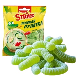 Мармелад жевательный Strike «Зеленая рулетка» со вкусом фейхоа, огурца, арбуза в кислой обсыпке